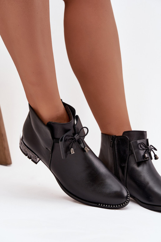 Stivali da donnaAbilitatoturalnej Skóry Con tacco basso Zazoo 1396 colore nero