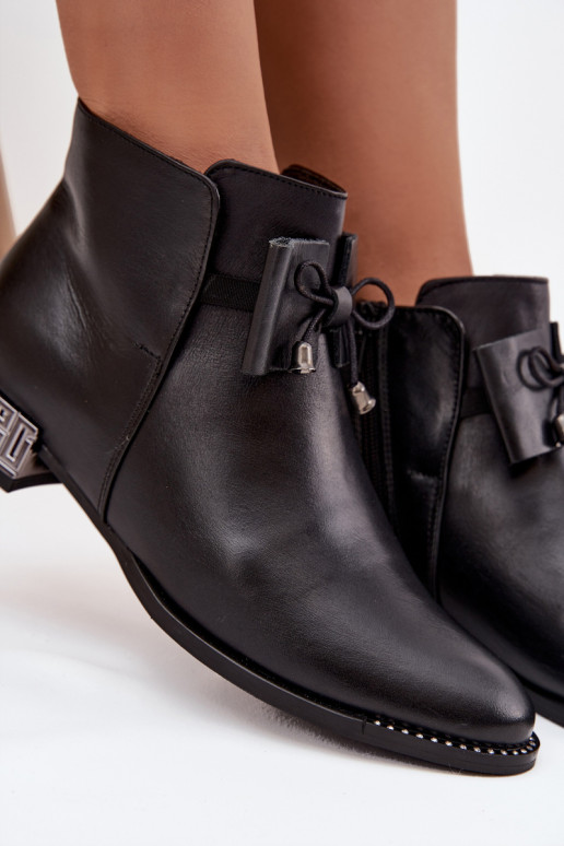 Stivali da donnaAbilitatoturalnej Skóry Con tacco basso Zazoo 1396 colore nero