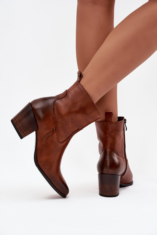 Pelle stivali stile coAboy Femminile con i tacchi riscaldamento Zazoo 60565 colore marrone