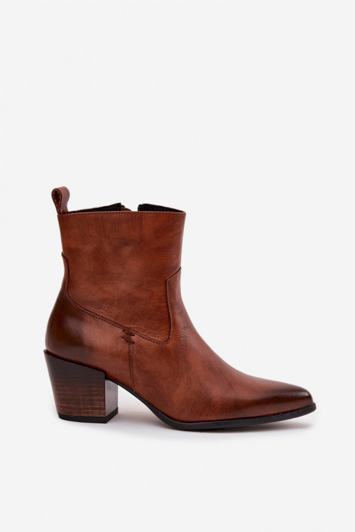 Pelle stivali stile coAboy Femminile con i tacchi riscaldamento Zazoo 60565 colore marrone