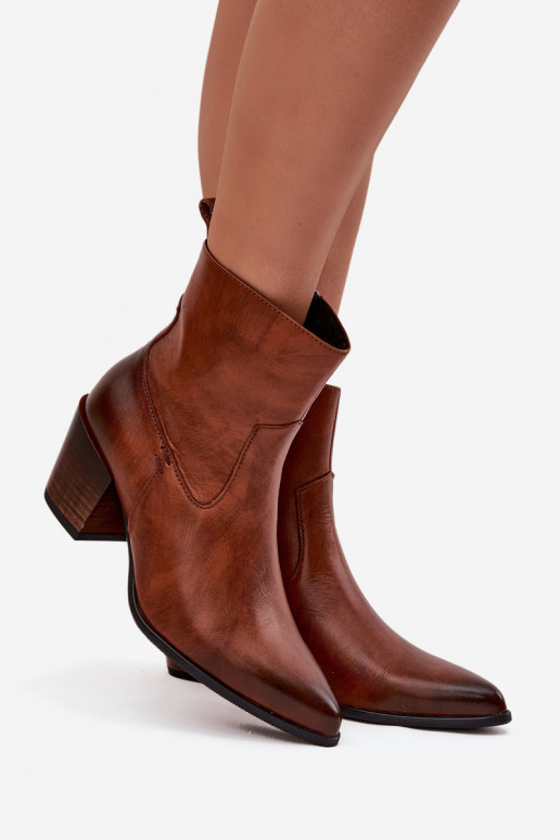 Pelle stivali stile coAboy Femminile con i tacchi riscaldamento Zazoo 60565 colore marrone