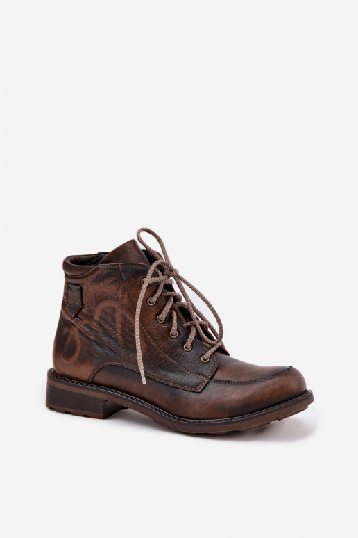 Stivali da donnaAbilitatoturalnej Skóry con tacchi larghi Deveciejka 07063-02 colore marrone