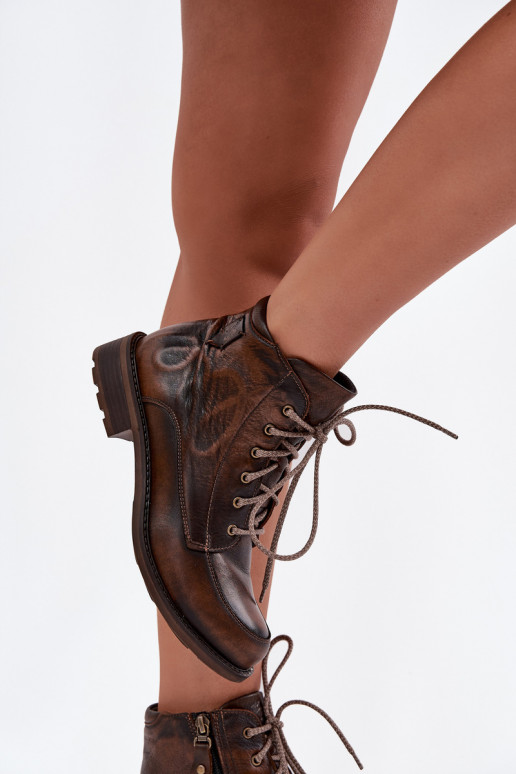 Stivali da donnaAbilitatoturalnej Skóry con tacchi larghi Deveciejka 07063-02 colore marrone