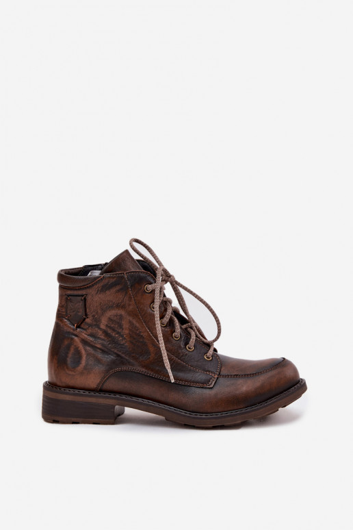 Stivali da donnaAbilitatoturalnej Skóry con tacchi larghi Deveciejka 07063-02 colore marrone