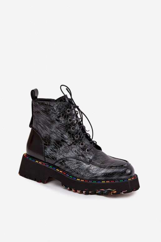 Pelle con effetto vernice Stivali da donna Artiker 57C0065 colore grigio