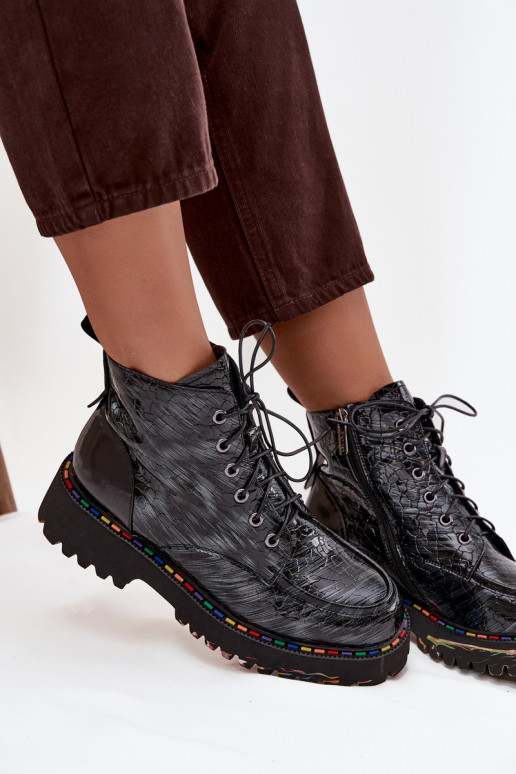 Pelle con effetto vernice Stivali da donna Artiker 57C0065 colore grigio