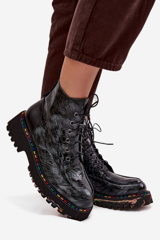 Pelle con effetto vernice Stivali da donna Artiker 57C0065 colore grigio