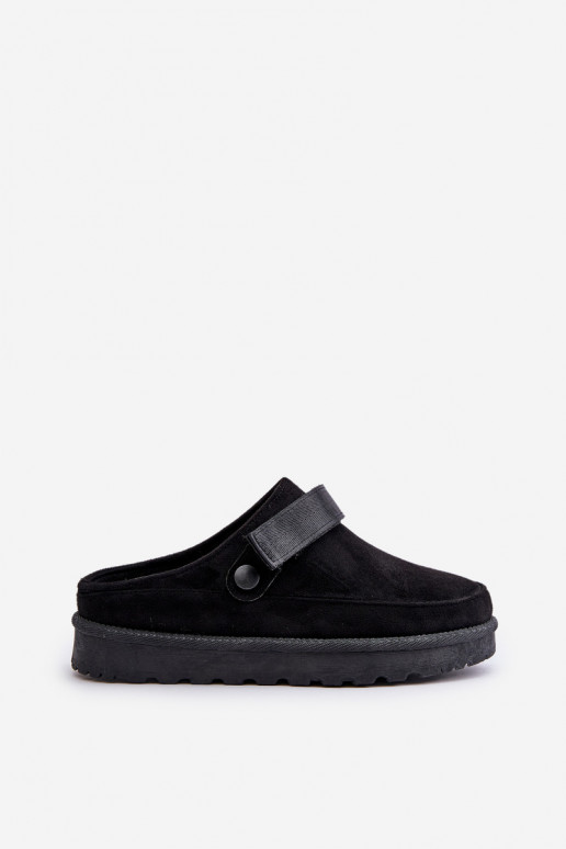 Femminile Pantofole riscaldamento con pelliccia all interno con una piattaforma colore nero Azida