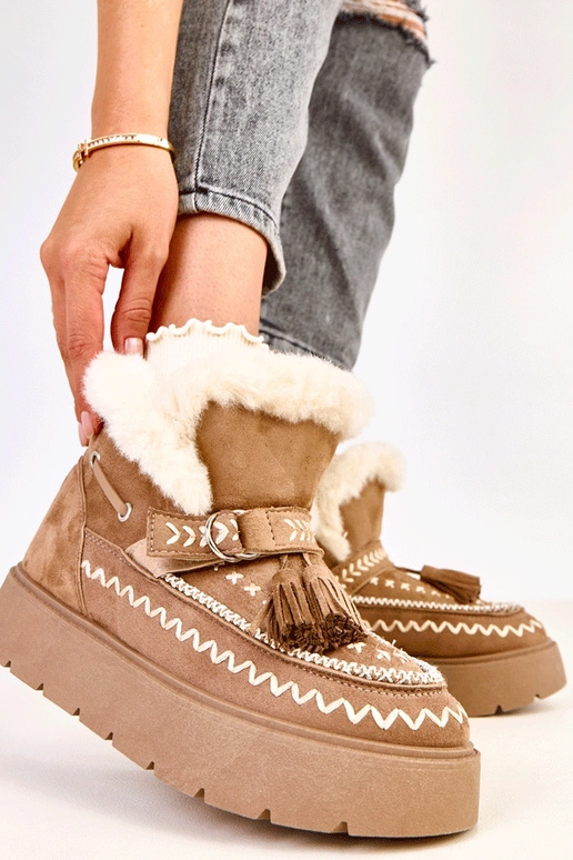 Stivali da neve marrone chiaro con... Stivali da neve marrone chiaro con...