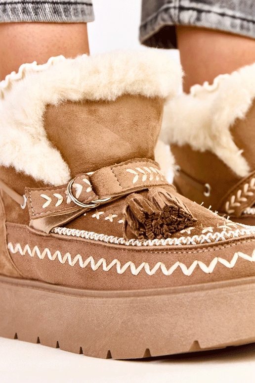 Stivali da neve marrone chiaro con... Stivali da neve marrone chiaro con...