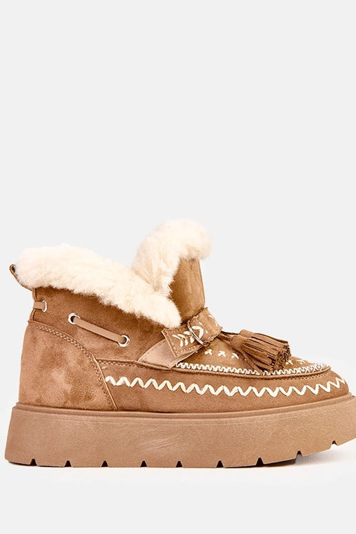 Stivali da neve marrone chiaro con... Stivali da neve marrone chiaro con...