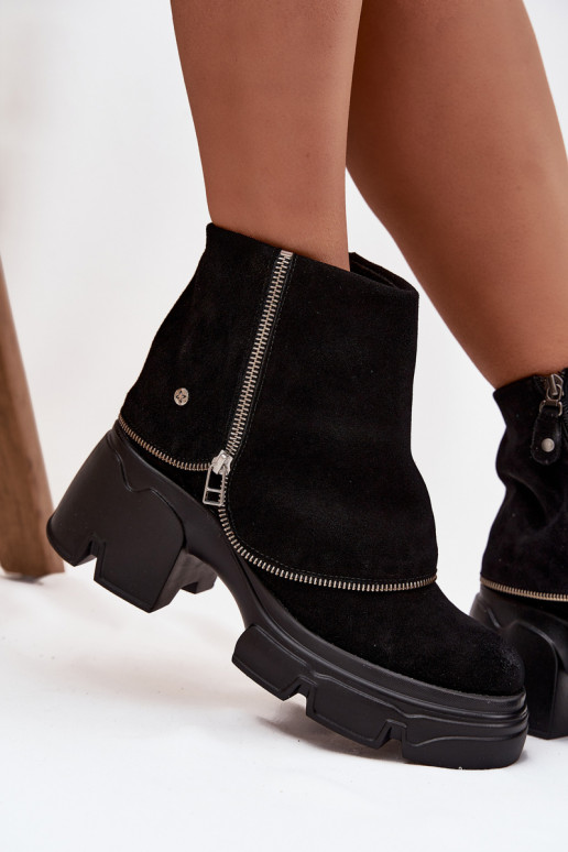 Pelle Stivali da donnaINyAiniętą CholeAką Deveciejka 07145-01 colore nero