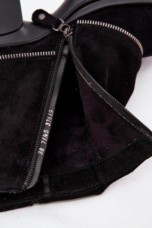 Pelle Stivali da donnaINyAiniętą CholeAką Deveciejka 07145-01 colore nero