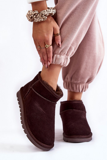 Stivali da neve bassi in suede da donna color marrone Shelie