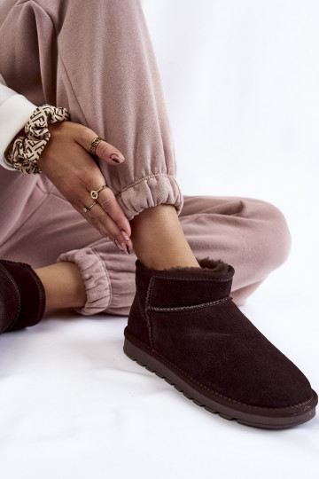 Femminile dalla pelle scamosciata Basso Stivali da neve colore marrone Shelie 2