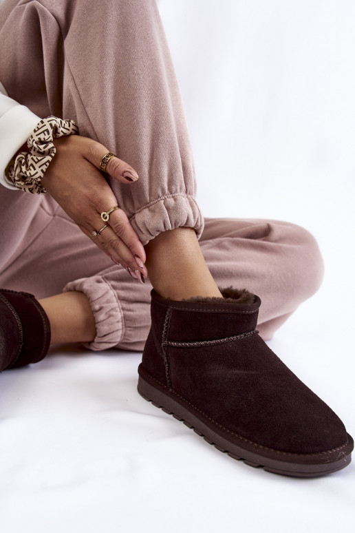 Femminile dalla pelle scamosciata Basso Stivali da neve colore marrone Shelie