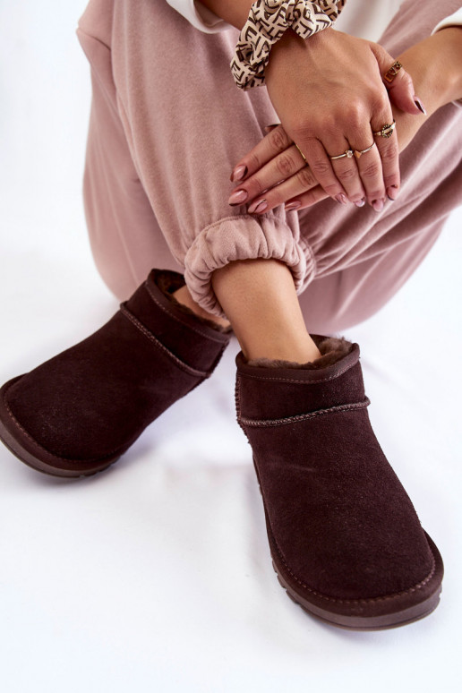 Femminile dalla pelle scamosciata Basso Stivali da neve colore marrone Shelie