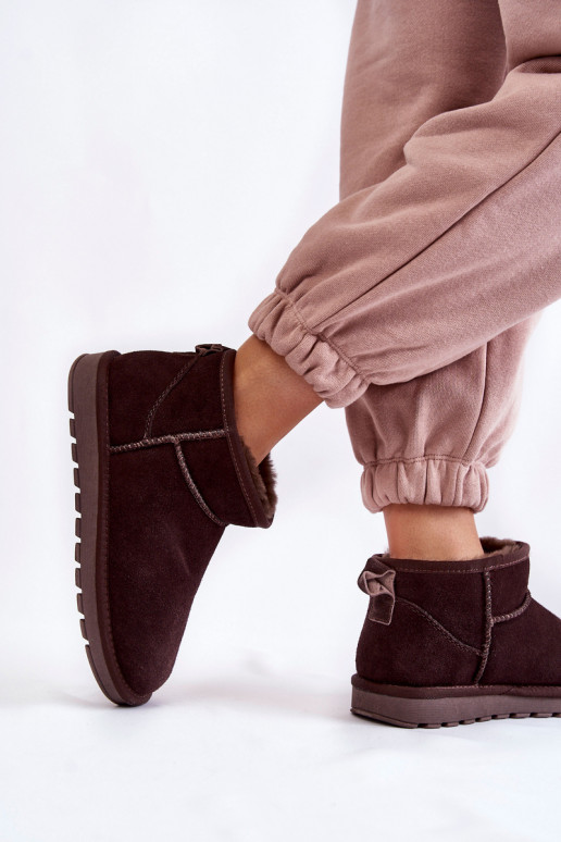 Femminile dalla pelle scamosciata Basso Stivali da neve colore marrone Shelie