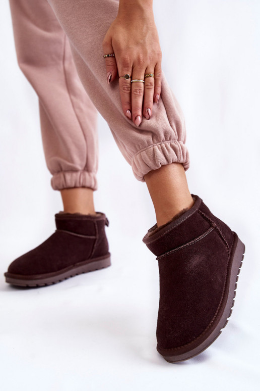 Femminile dalla pelle scamosciata Basso Stivali da neve colore marrone Shelie