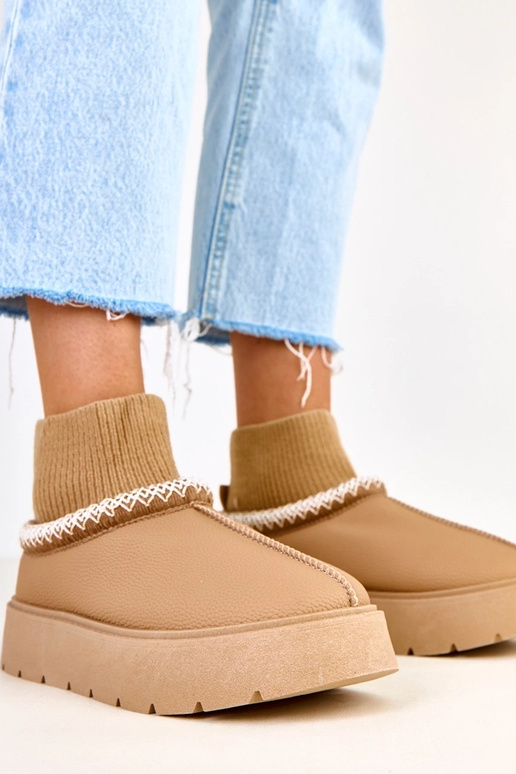 Stivali da neve marroni con gambale a... Stivali da neve marroni con gambale a...