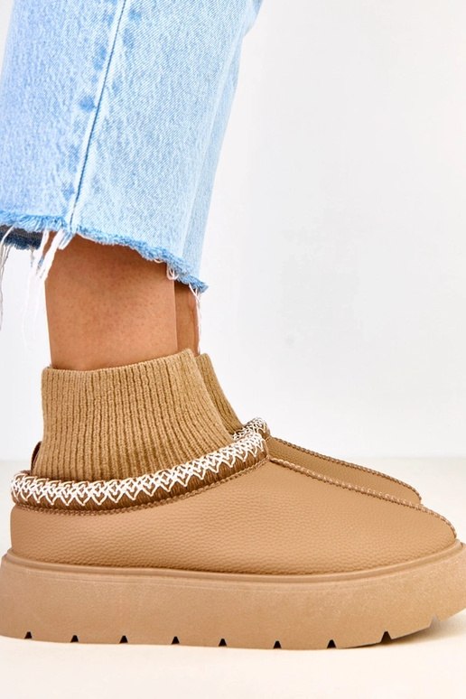 Stivali da neve marroni con gambale a... Stivali da neve marroni con gambale a...