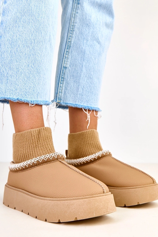 Stivali da neve marroni con gambale a... Stivali da neve marroni con gambale a...