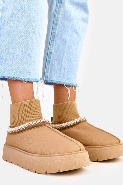 Stivali da neve marroni con gambale a... Stivali da neve marroni con gambale a...