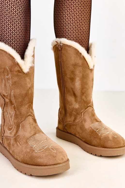 Stivali da neve beige scuro con... Stivali da neve beige scuro con...