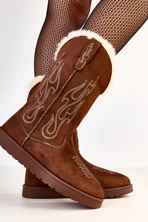 Stivali da neve marroni con ricamo... Stivali da neve marroni con ricamo...