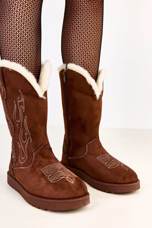 Stivali da neve marroni con ricamo... Stivali da neve marroni con ricamo...