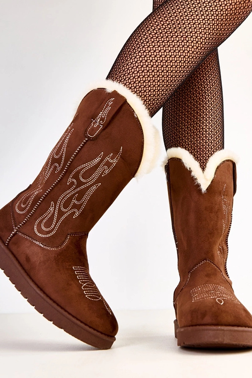 Stivali da neve marroni con ricamo... Stivali da neve marroni con ricamo...