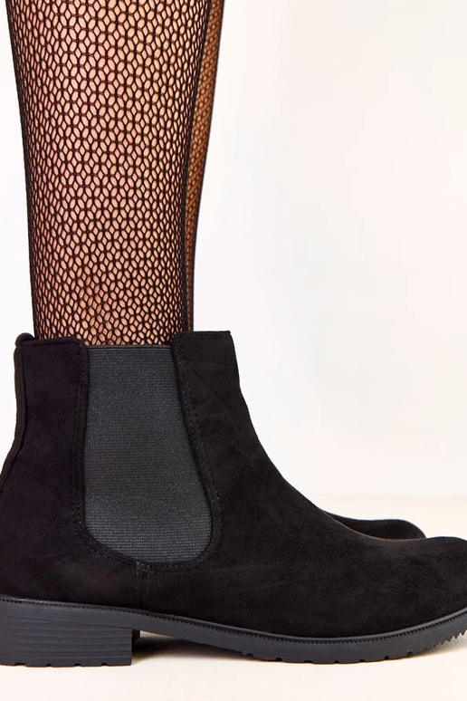 Stivaletti neri flat con inserti...