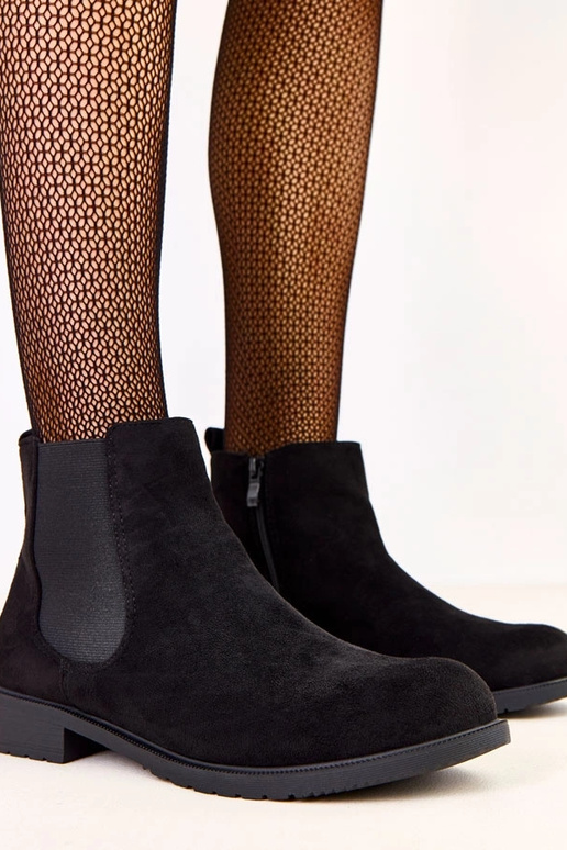 Stivaletti neri flat con inserti...