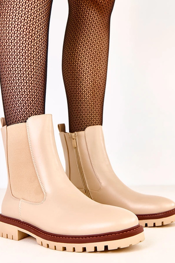 Stivaletti beige flat con inserti elastici Terrami