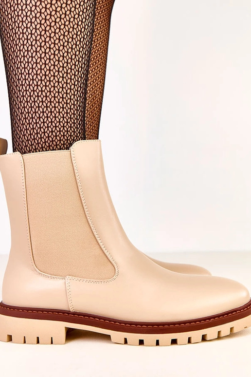 Stivaletti beige flat con inserti... Stivaletti beige flat con inserti...