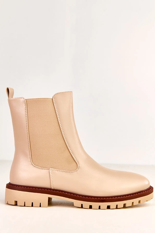 Stivaletti beige flat con inserti... Stivaletti beige flat con inserti...