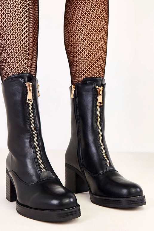 Stivaletti neri col tacco con zip... Stivaletti neri col tacco con zip...