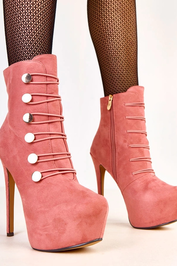 Stivaletti rosa con bottoni dorati Courtney