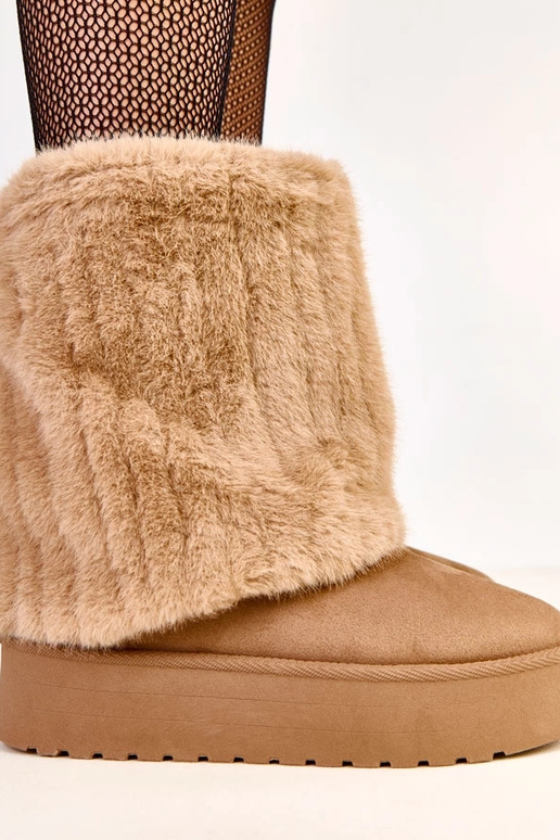 Stivali da neve beige scuro con... Stivali da neve beige scuro con...