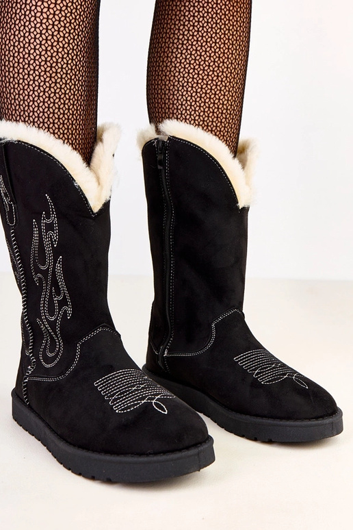 Stivali da neve neri con ricamo sul... Stivali da neve neri con ricamo sul...