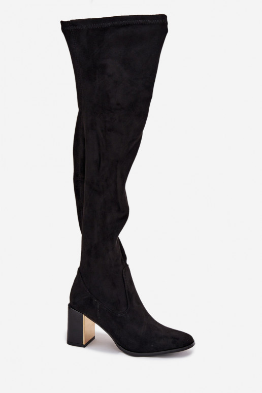 stivali da donna sopra il ginocchio con i tacchi in ecopelle scamosciataoAe colore nero Jelina