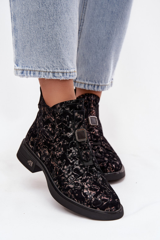 StivaliAbilitatoturalnego dalla pelle scamosciatau Con tacco basso D&A CR52-713 nero e marrone