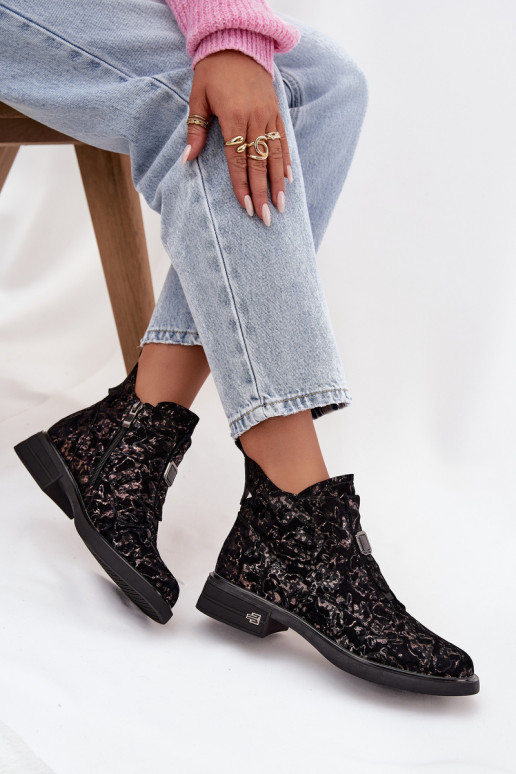 StivaliAbilitatoturalnego dalla pelle scamosciatau Con tacco basso D&A CR52-713 nero e marrone