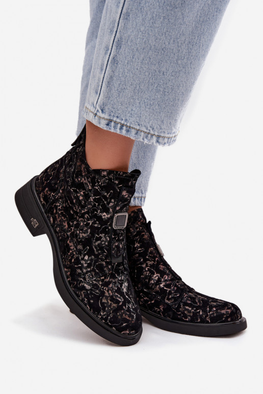 StivaliAbilitatoturalnego dalla pelle scamosciatau Con tacco basso D&A CR52-713 nero e marrone