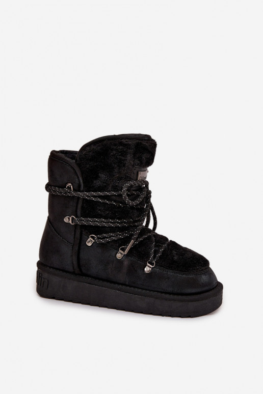 Stivali da neve Femminile con una piattaforma con una pelliccia D.Franklin DFSH37005 colore nero