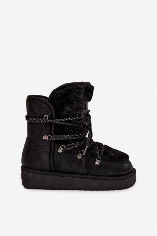 Stivali da neve Femminile con una piattaforma con una pelliccia D.Franklin DFSH37005 colore nero