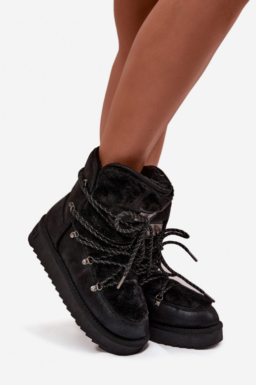 Stivali da neve Femminile con una piattaforma con una pelliccia D.Franklin DFSH37005 colore nero