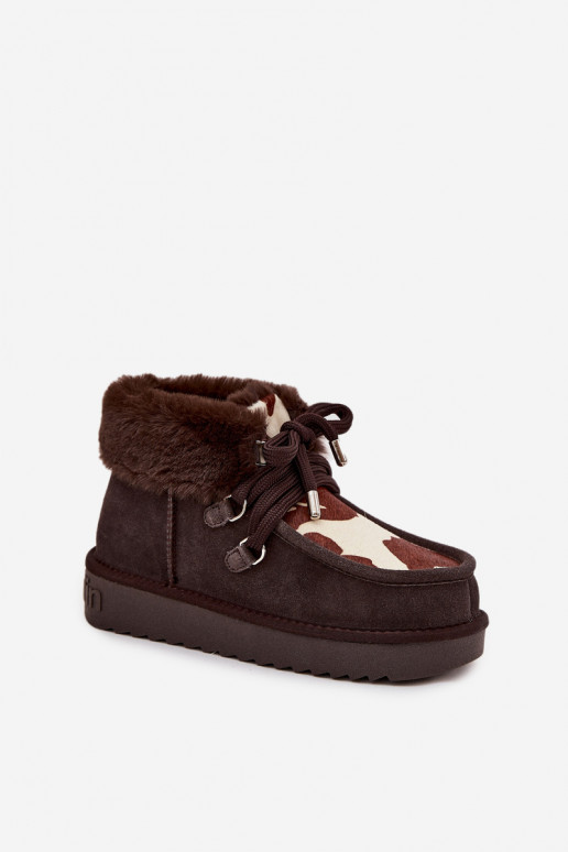 Stivali da neve FemminileAbilitatoturalnego dalla pelle scamosciatau Łaty D.Franklin DFSH375008 CzekoladoAe