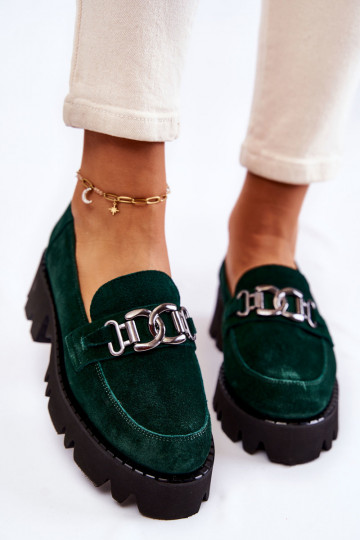 dalla pelle scamosciata scarpe con ornamenti Laura Messi 2489 colore verde 2