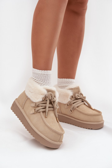 Stivali da neve da donna color avorio in suede naturale D.Franklin DFSH375006 2